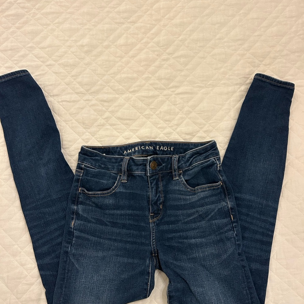 American Eagle Outfitters Blue Skinny Jeans with Tapered Legs